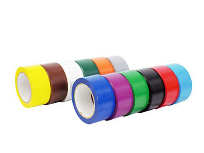 Picture of WOD VTC365 Rainbow Pack Vinyl Pinstriping Tape, 4 inch x 36 yds. (Pack of 12) for School Gym Marking Floor, Crafting, Stripping Arcade1Up, Vehicles and More