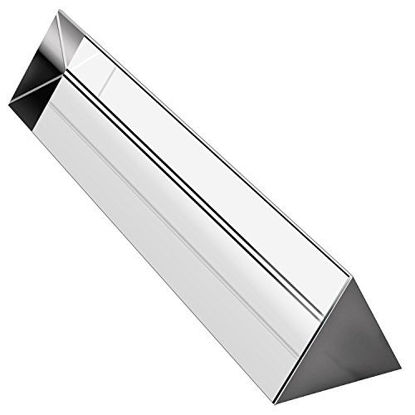 Picture of Amlong Crystal 6 inch Optical Glass Triangular Prism for Teaching Light Spectrum Physics and Photo Photography Prism, 150mm