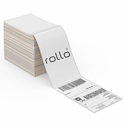 Picture of ROLLO Thermal Direct Shipping Label (Pack of 500 4x6 Fan-Fold Labels) - Commercial Grade