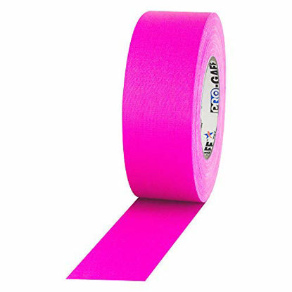Picture of 2" Width ProTapes Pro Gaff Premium Matte Cloth Gaffer's Tape With Rubber Adhesive, 50 yds Length x, Fluorescent Pink (Pack of 1)