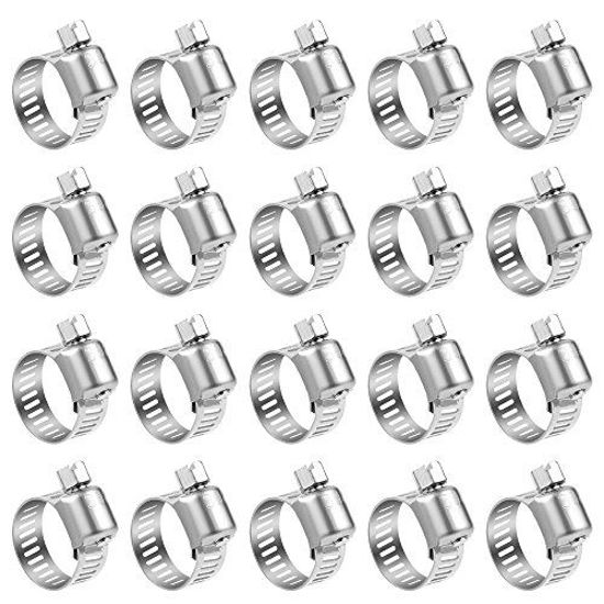 Picture of Hose Clamp, 20 Pack Stainless Steel Adjustable 6-12mm Size Range Worm Gear Hose Clamp, Fuel Line Clamp for Plumbing, Automotive And Mechanical Application