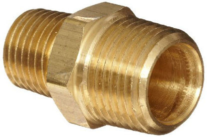 Picture of Anderson Metals-56123-0602 Brass Pipe Fitting, Reducing Hex Nipple, 3/8" Male Pipe x 1/8" Male Pipe