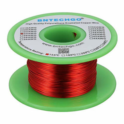 Picture of BNTECHGO 24 AWG Magnet Wire - Enameled Copper Wire - Enameled Magnet Winding Wire - 4 oz - 0.0197" Diameter 1 Spool Coil Red Temperature Rating 155 Widely Used for Transformers Inductors