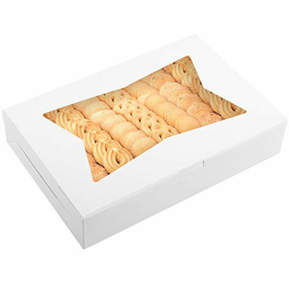 Picture of Moretoes 24pcs 12 Inch White Bakery Boxes Cookie Boxes Valentine's Day Chocolate Strawberries Muffins Donuts 12x8x2.5
