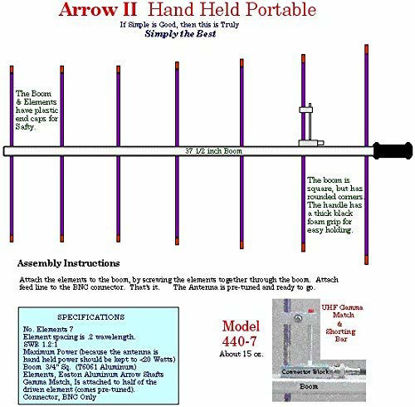 Picture of Arrow Antennas 440-7 Seven Element Portable Hand Held Yagi - for 70 cm (37 1/2" Boom)