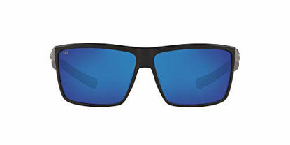 Picture of Costa Del Mar Men's Rinconcito Polarized Rectangular Sunglasses, Matte Black/Blue Mirrored Polarized-580G, 60 mm