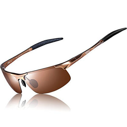 Picture of ATTCL Men's HOT Fashion Driving Polarized Sunglasses for Men Al-Mg metal Frame 8177Coffee