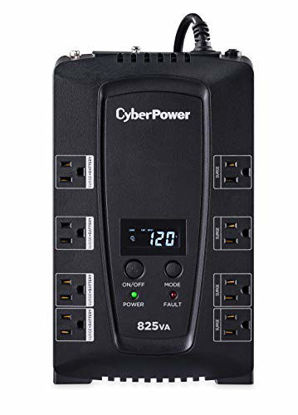Picture of CyberPower CP825LCD Intelligent LCD UPS System, 825VA/450W, 8 Outlets, Compact,Black