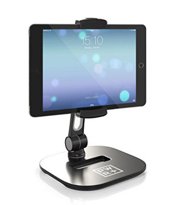 Picture of Tablet Stands and Holders Adjustable: Tablet Cell Phone Holder 360 Degree Swivel Angle Rotation for 4 to 11 inches Tab Phone iPad Samsung Galaxy Perfect POS Kitchen Bedside Office Table Reception