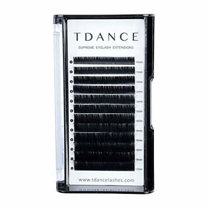 Picture of TDANCE Premium D Curl 0.15mm Thickness Semi Permanent Individual Eyelash Extensions Silk Classic Lashes Professional Salon Use Mixed 10-17mm Length In One Tray (D-0.15,10-17mm)