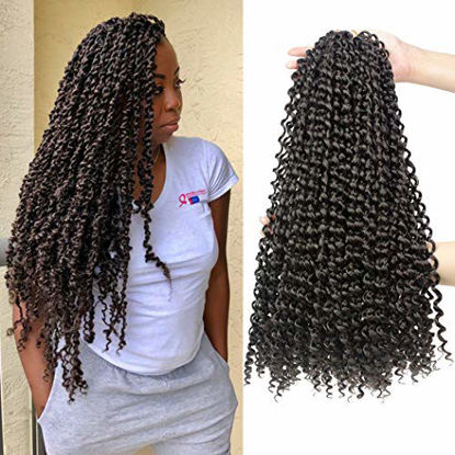 Picture of 6 Packs Passion Twist Hair 18 Inch Bohemian Curl Passion Twist Crochet Braiding Hair Water Wave Synthetic Braids for Passion Twist Crochet Hair (22strands/pack, 4#)
