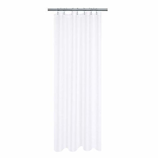 Picture of Barossa Design Stall Fabric Shower Curtain Waffle Weave 42 x 84 inches Extra Long Size, Hotel Grade, Spa, 230gsm Heavy Duty, Water Repellent, Washable, White, 42x84