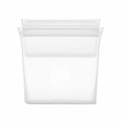 Picture of Zip Top Reusable 100% Platinum Silicone Containers - 2 Bag Set - Frost