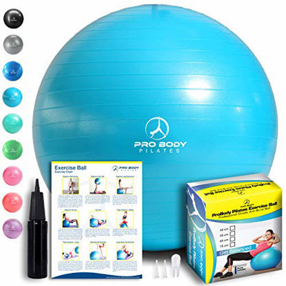 Picture of ProBody Pilates Exercise Ball - Professional Grade Anti-Burst Fitness, Balance Ball for Yoga, Birthing, Stability Gym Workout Training and Physical Therapy - Work Out Guide Included (Teal, 55 cm)