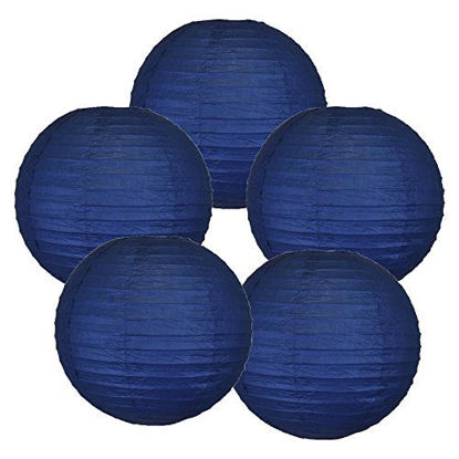 Picture of Just Artifacts 10-Inch Navy Blue Chinese Japanese Paper Lanterns (Set of 5, Navy Blue)