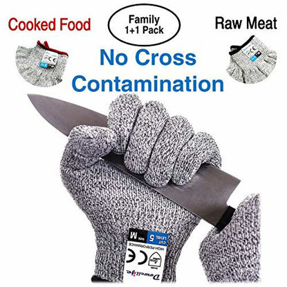 Picture of Dowellife Cut Resistant Gloves Food Grade Level 5 Protection, Safety Kitchen Cuts Gloves for Oyster Shucking, Fish Fillet Processing, Mandolin Slicing, Meat Cutting and Wood Carving. (X-Large-2 Pairs)