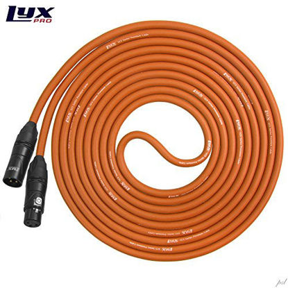 Picture of LyxPro 15 Feet XLR Microphone Cable Balanced Male to Female 3 Pin Mic Cord for Powered Speakers Audio Interface Professional Pro Audio Performance and Recording Devices - Orange