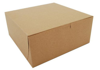 Picture of Southern Champion Tray 0961K Kraft Paperboard Non Window Lock Corner Bakery Box, 9" Length x 9" Width x 4" Height (Case of 200)