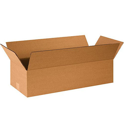 Picture of BOX USA 25 Pack of Flat Corrugated Cardboard Boxes, 24" L x 10" W x 6" H, Kraft, Shipping, Packing and Moving