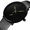 Picture of Mens Watches Ultra-Thin Minimalist Waterproof-Fashion Wrist Watch for Men Unisex Dress with Leather Band-Yellow Hands