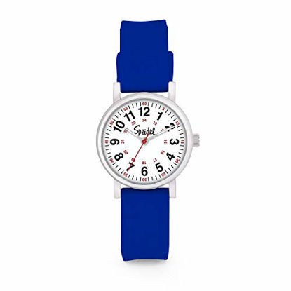 Picture of Speidel Womens Royal Blue Scrub Petite Watch for Medical Professionals Easy to Read Small Face, Luminous Hands, Silicone Band, Second Hand, Military Time for Nurses, Students in Scrub Matching Colors