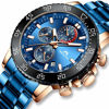 Picture of MEGALITH Mens Chronograph Watches Stainless Steel Blue Man Waterproof Watch Gent Wristwatches for Men Fashion Business Classic Analog Quartz Date Watches