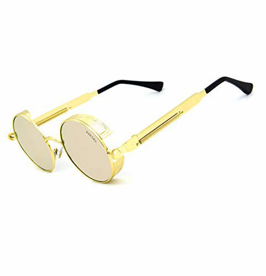Steampunk Style Round Vintage Polarized Sunglasses Retro Eyewear UV400 Protection Frame 