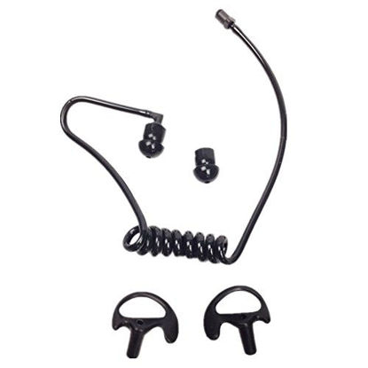 Picture of Lsgoodcare Replacement Acoustic Tube with Earbud Compatible for Motorola Kenwood Midland Two Way Radio Replacement Coil Tube Black +2 Way Radio Open Ear Insert Earmold Ear Bud Ear Piece Medium Black