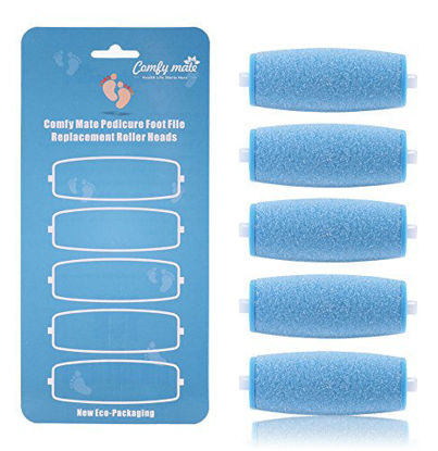 Picture of 5 Extra Coarse Replacement Roller Refill Heads Compatible with Amope Wet Dry Electronic Foot File Refill (5 Extra Coarse for Wet & Dry) Blue