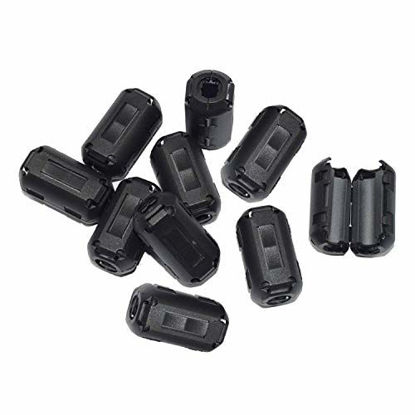 Picture of X.shine Pack of 10 Snap on Ferrite Core Bead Choke Ring Cord RFI EMI Noise Suppressor Filter for USB/Audio/Video Cable Power Cord Black (7mm Inner Diameter)