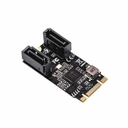 Picture of IO CREST M.2 B+M Key to SATA III 2 Ports Expansion Card Jmicro JMB582 Chipset, Add Two SATA 3.0 Devices to Any M.2 2242 Slot SI-ADA40149