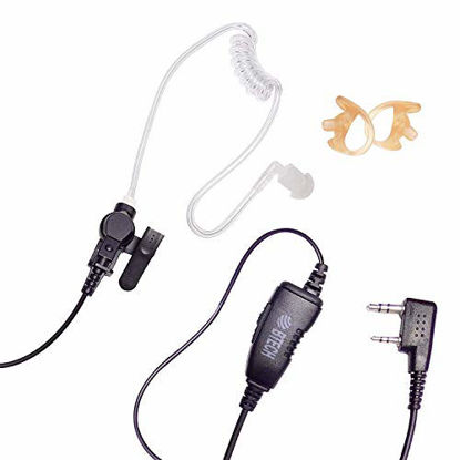 Picture of BTECH QHM07 Premium Noise Cancelling Earpiece with in-line PTT & Microphone (Includes Earmolds and Earbud) with Clear Acoustic Coil Tube for BaoFeng, BTECH, Kenwood Radios (1 Pack) - Platinum Series