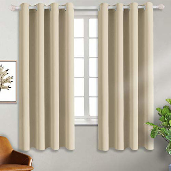 Set of 2 Grommet Thermal Insulated Blackout Curtains for Living Room or Bedroom 