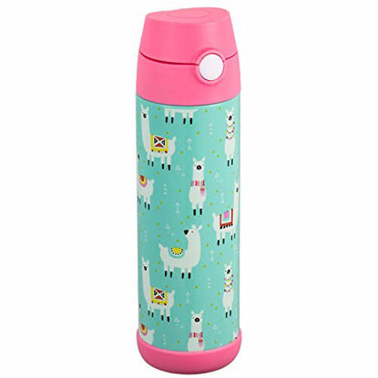 Picture of Snug Flask for Kids (500ml) - Vacuum Insulated Water Bottle with Straw (Llamas)