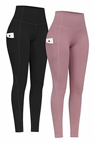 GetUSCart- PHISOCKAT 2 Pack High Waist Yoga Pants with Pockets, Tummy  Control Yoga Pants for Women, Workout 4 Way Stretch Yoga Leggings  (Black+Pink, X-Large)