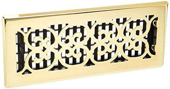 Decor Grates (4-Pack) SPH412-A Scroll Design Floor Register, 4x12 Inches, Antique Brass Finish