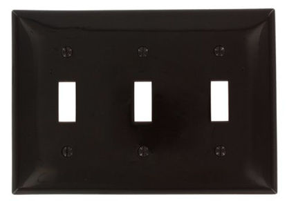 Picture of Leviton 80711 3-Gang Toggle Device Switch Wallplate, Brown