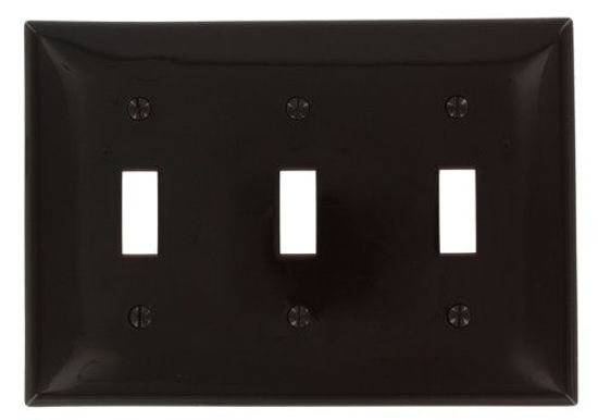 Picture of Leviton 80711 3-Gang Toggle Device Switch Wallplate, Brown