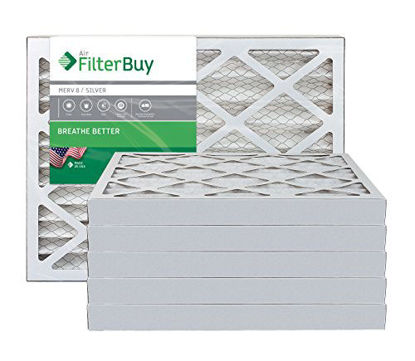 Picture of FilterBuy 13x18x2 MERV 8 Pleated AC Furnace Air Filter, (Pack of 6 Filters), 13x18x2 - Silver