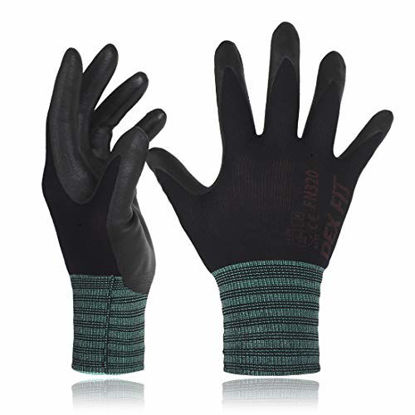 Picture of DEX FIT Gardening Gloves FN320, 3D Comfort Stretch Fit, Power Grip, Durable Foam Nitrile, Thin & Lightweight Premium Nylon, Machine Washable, Black X-Large 12 Pairs