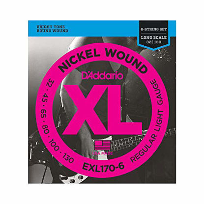 Picture of D'Addario EXL170-6 6-String Nickel Wound Bass Guitar Strings, Light, 32-130, Long Scale