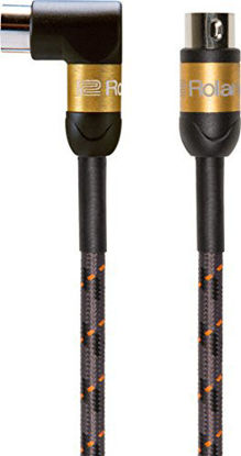 Picture of Roland Black Instrument Cable, Angled/Straight 1/4-Inch Jack, MIDI, Gold series, 5 feet (RMIDI-G5A)