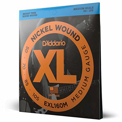 Picture of D'Addario EXL160M Nickel Wound Bass Guitar Strings, Medium, 50-105, Medium Scale