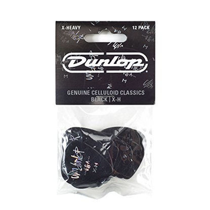 Picture of Dunlop 483P03XH Genuine Celluloid, Black, Extra Heavy, 12/Player's Pack