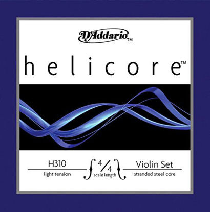 Picture of DAddario H310 Helicore Violin String Set, 4/4 Scale Light Tension with Steel E String (1 Set) - Stranded Steel Core for a Clear, Warm Tone - Versatile and Durable - Sealed Pouch Prevents Corrosion