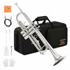 Picture of Eastar ETR-380N Trumpet Standard Bb Nickel Trumpet Set for Student Beginner with Hard Case Gloves 7C Mouthpiece Valve Oil and Trumpet Cleaning Kit