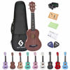 Picture of NOT HOME Soprano Ukulele Beginner Pack, 21 Inch Basswood kids Ukuleles Starter Kit with Gig Bag Digital Tuner Spare Strings and Picks. (coffee)
