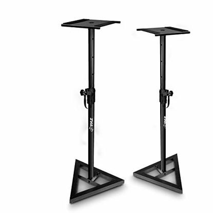 Picture of Pyle High Heavy Duty Three-Point Triangle Base w/Floor Spikes and 9 Square Platform, Black (PSTND35.5)
