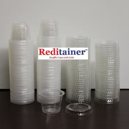 Picture of Reditainer - Plastic Disposable Portion Cups - The Perfect Souffle Cup (1 Ounce, Package of 500 Cups With Lids)