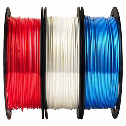 Picture of Shiny Silk Pearl White Ruby Red Sapphire Blue 3D Printer PLA Filament Bundle - 1.75mm 3D Printing Material Each Spool 0.5kg Total 3 Spools 1.5kgs Pack MIKA3D